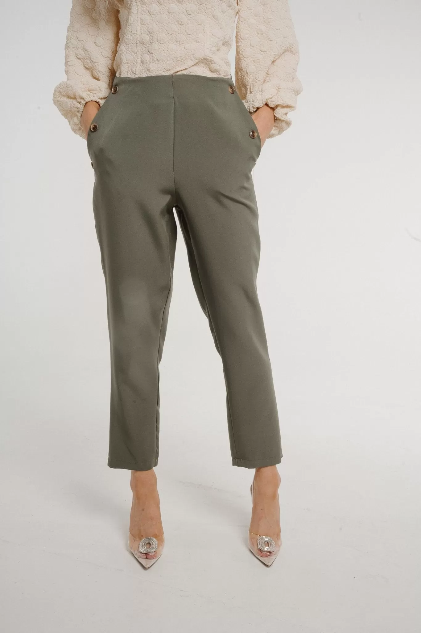 Aria Cigarette Trousers In Khaki