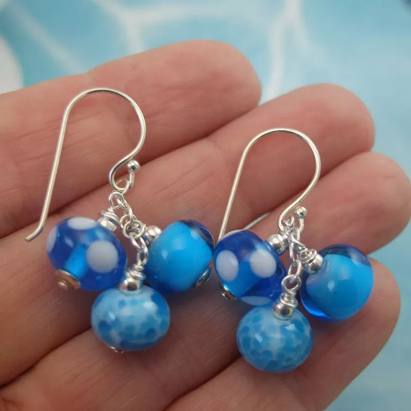 bahama blue cluster earrings