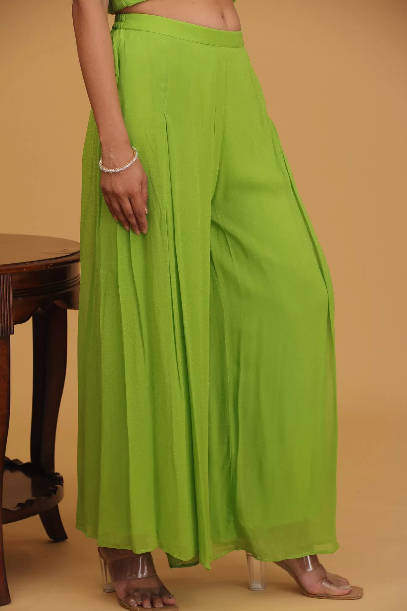 Bandhej Georgette Indowestern with Gota Patti work.