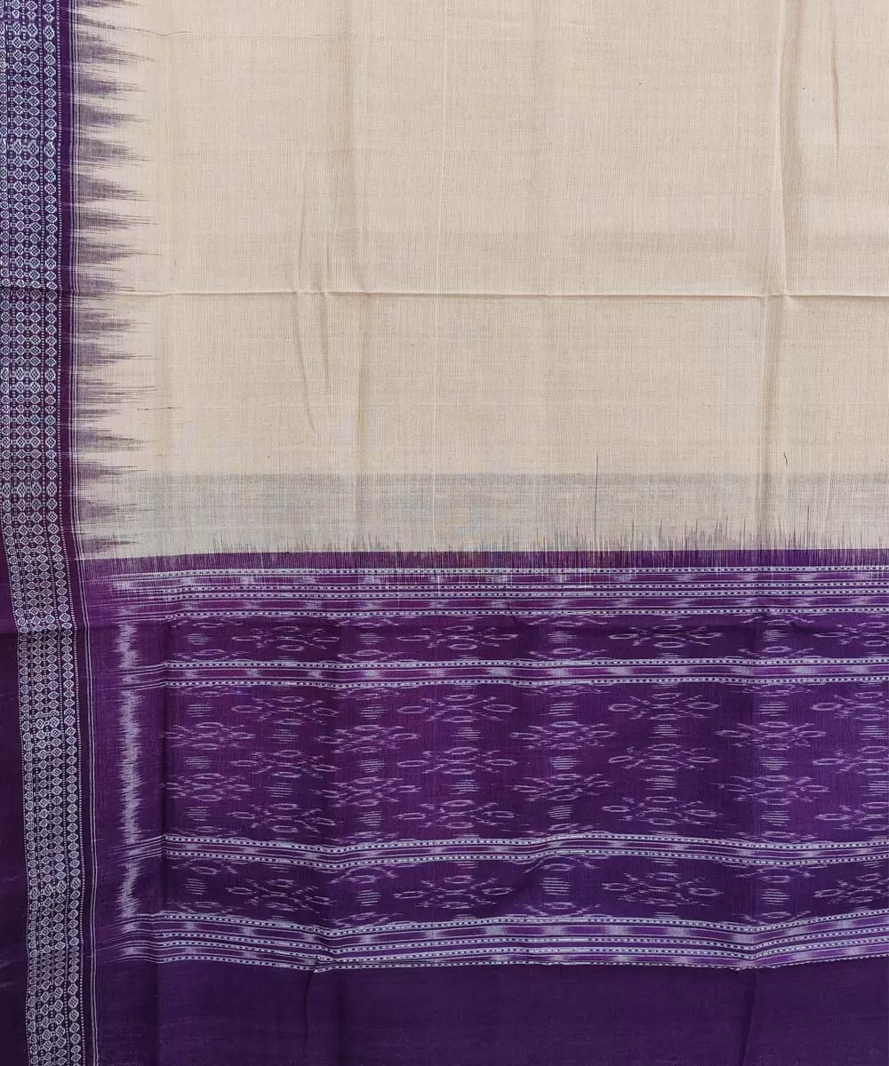 Beige purpel handwoven cotton sambalpuri dupatta