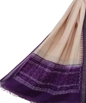 Beige purpel handwoven cotton sambalpuri dupatta