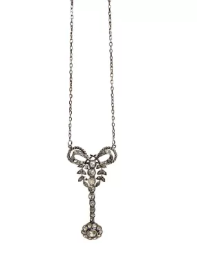 Belle Epoque Old Cut Diamond & 18Kt White Gold Pendant on Chain