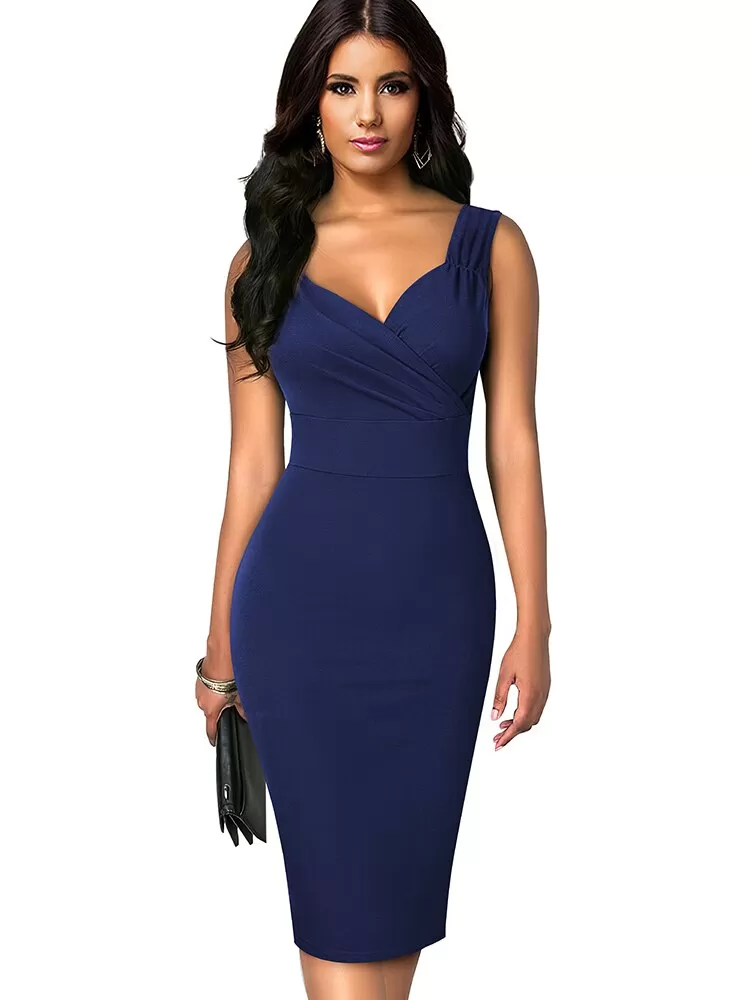 BerriesJam - 2024 Solid Color Sexy Deep V Elegant Party Dress