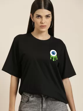 Black Eye Oversized Women's Printed T-Shirt