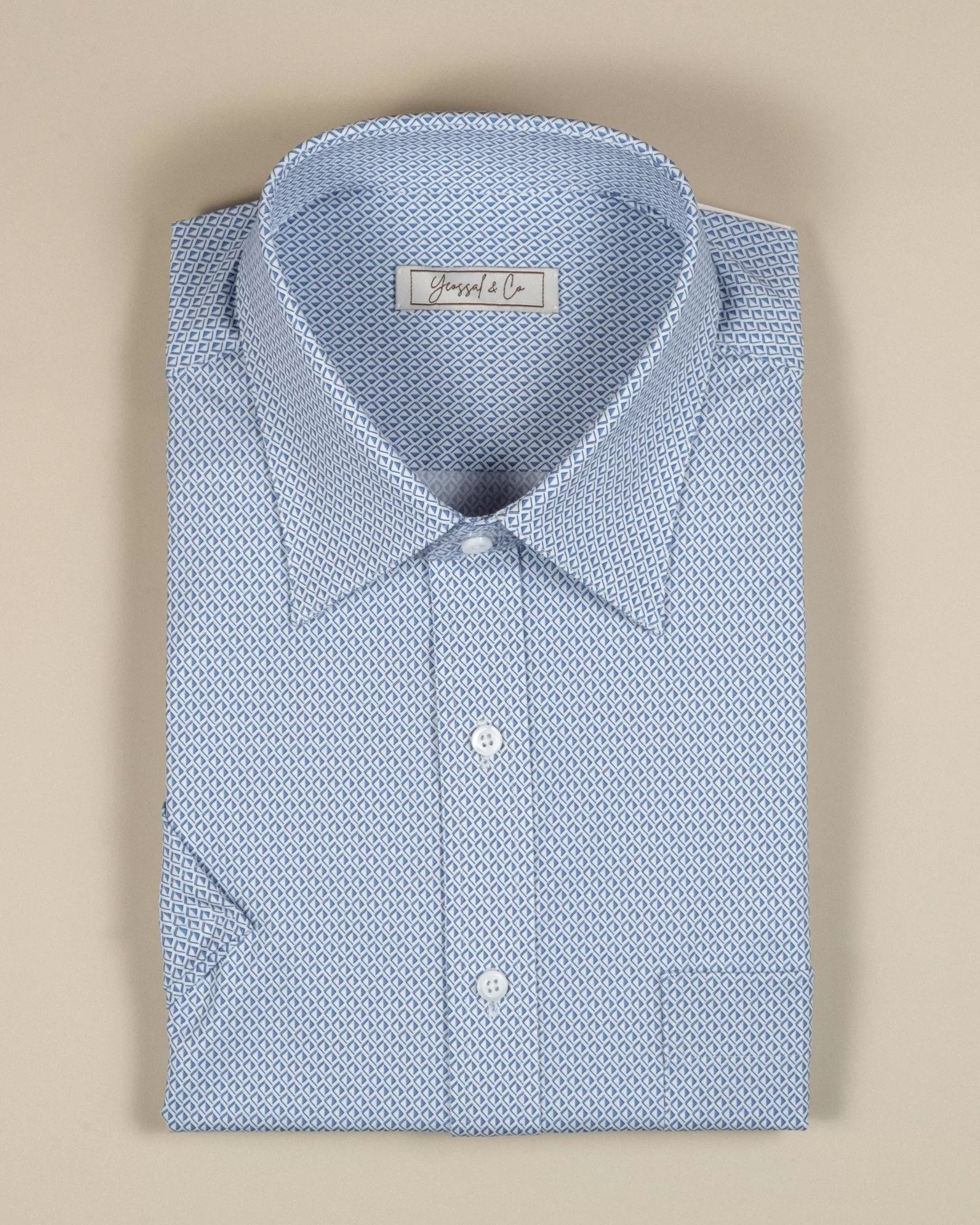 Blue Jacquard Print Stretch-Cotton Shirt MSA2778