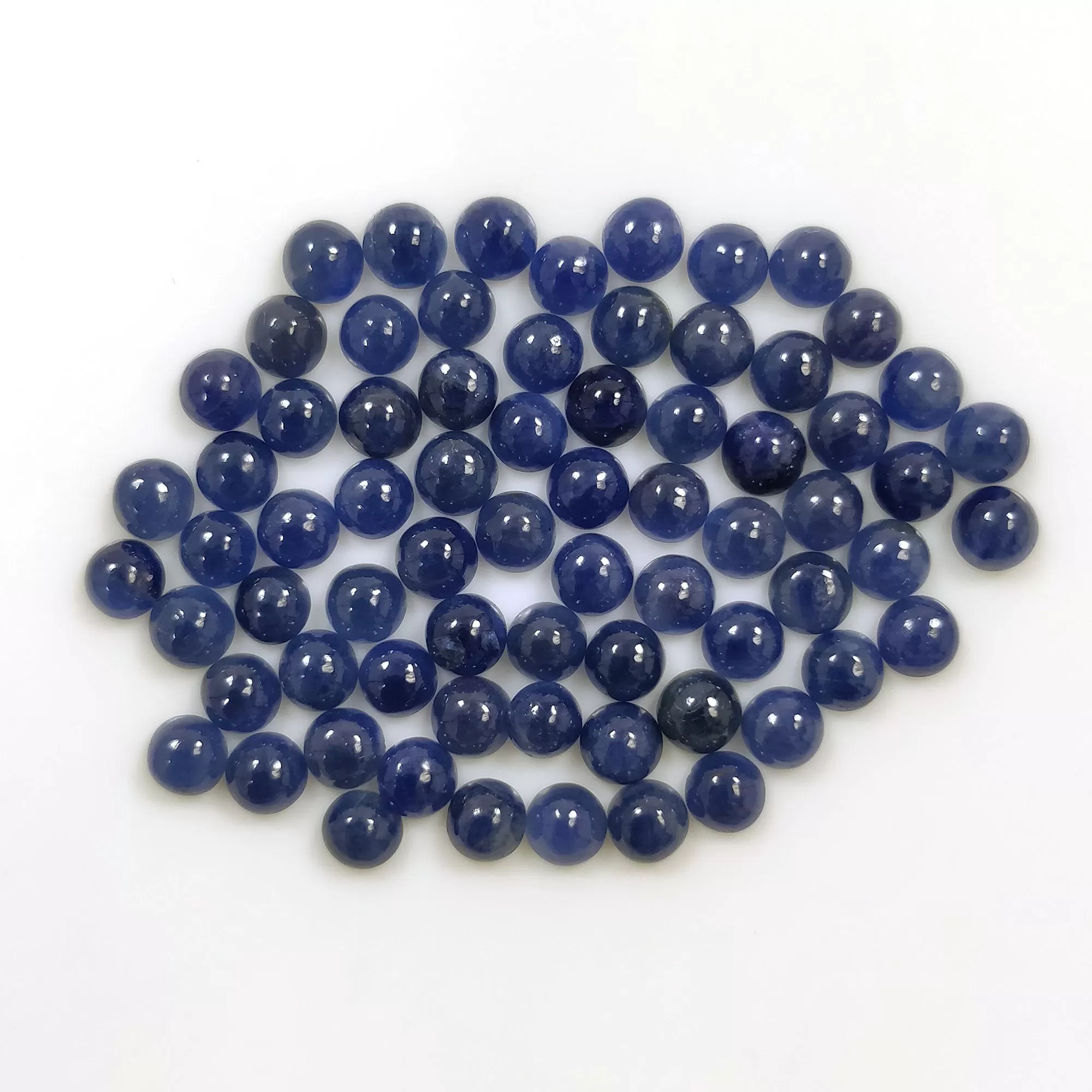 BLUE SAPPHIRE Gemstone Cabochon : 26.50cts Natural Untreated Unheated Sapphire Gemstone Round Shape Cabochon 4mm 71pcs Lot For Jewelry