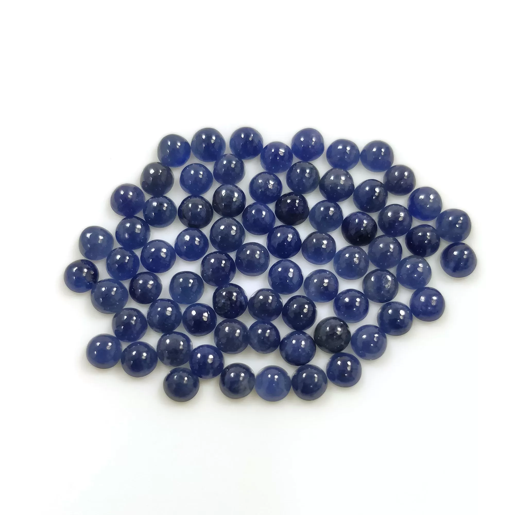 BLUE SAPPHIRE Gemstone Cabochon : 26.50cts Natural Untreated Unheated Sapphire Gemstone Round Shape Cabochon 4mm 71pcs Lot For Jewelry