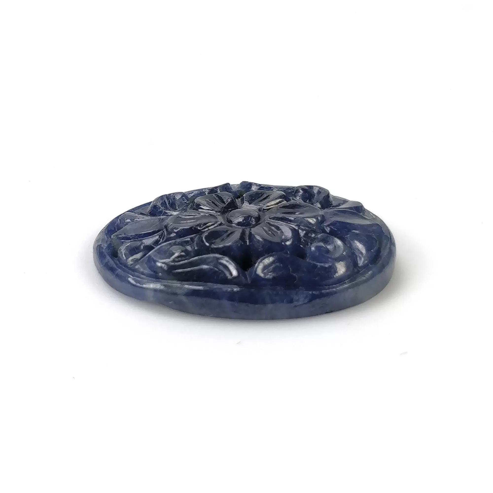 BLUE SAPPHIRE Gemstone Carving : 15.85cts Natural Untreated Unheated Sapphire Hand Carved Oval Shape 23*16mm (With Video)