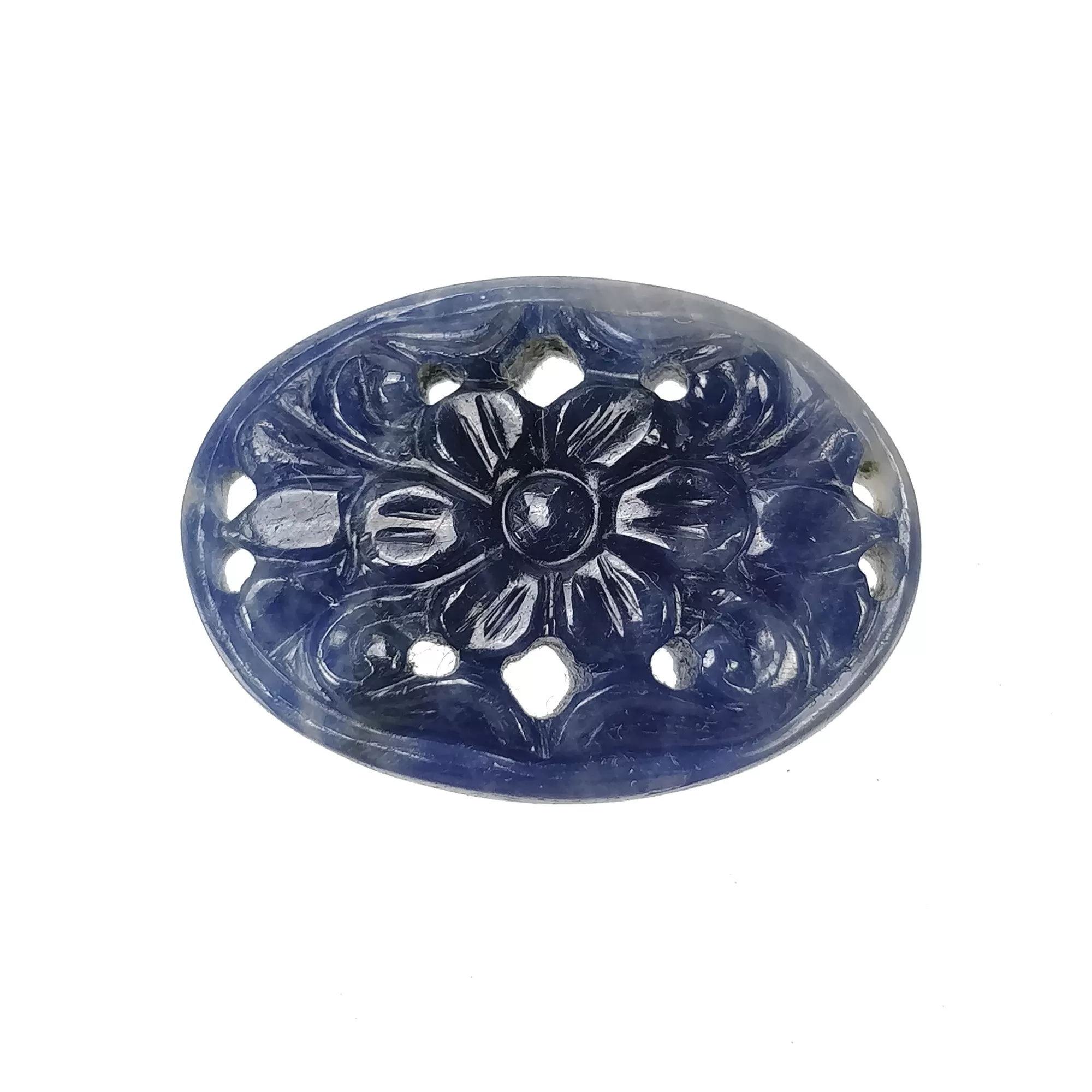 BLUE SAPPHIRE Gemstone Carving : 15.85cts Natural Untreated Unheated Sapphire Hand Carved Oval Shape 23*16mm (With Video)