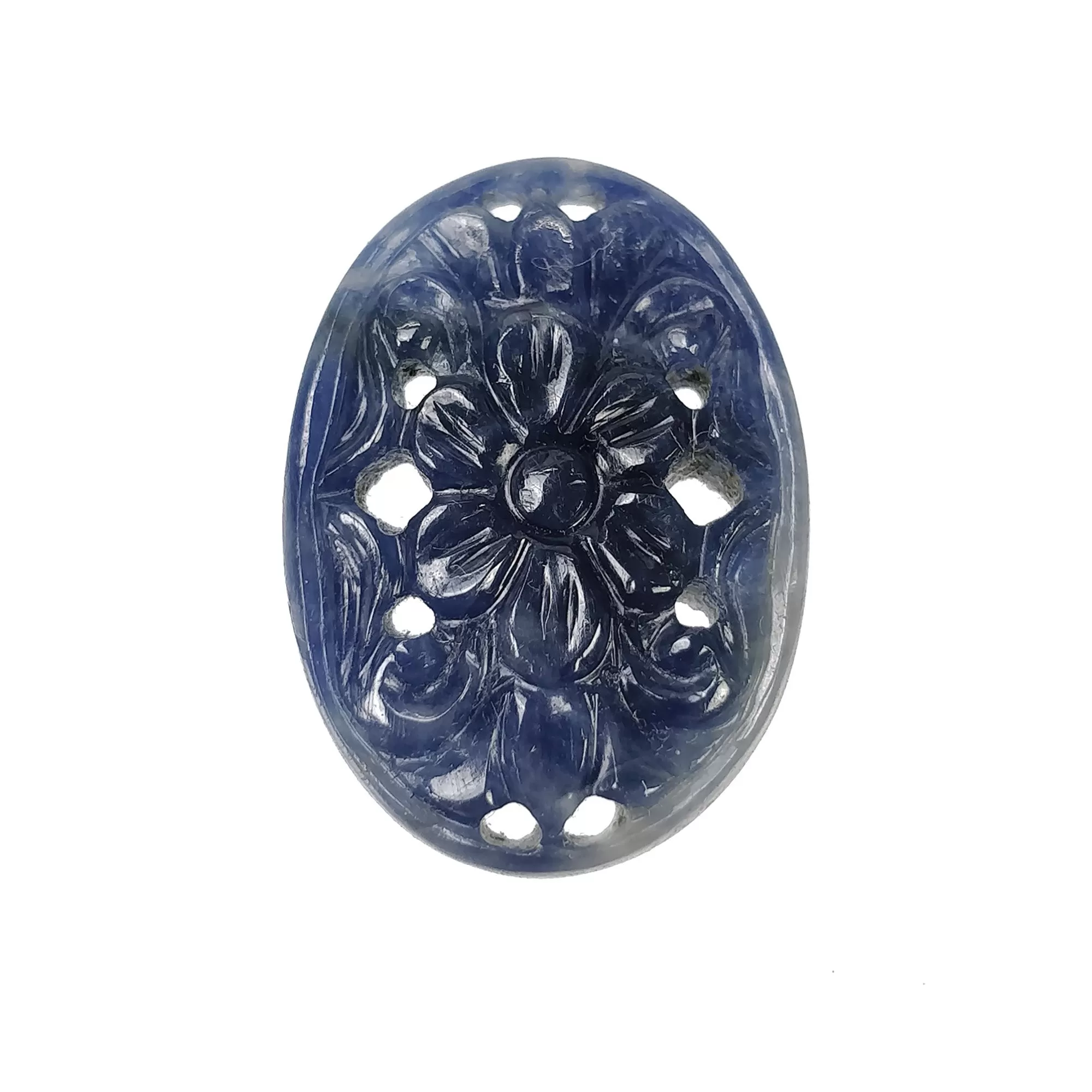 BLUE SAPPHIRE Gemstone Carving : 15.85cts Natural Untreated Unheated Sapphire Hand Carved Oval Shape 23*16mm (With Video)