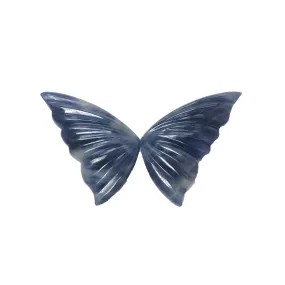 BLUE SAPPHIRE Gemstone Carving : 44.60cts Natural Untreated Sapphire Hand Carved BUTTERFLY 32*16.5mm Pair