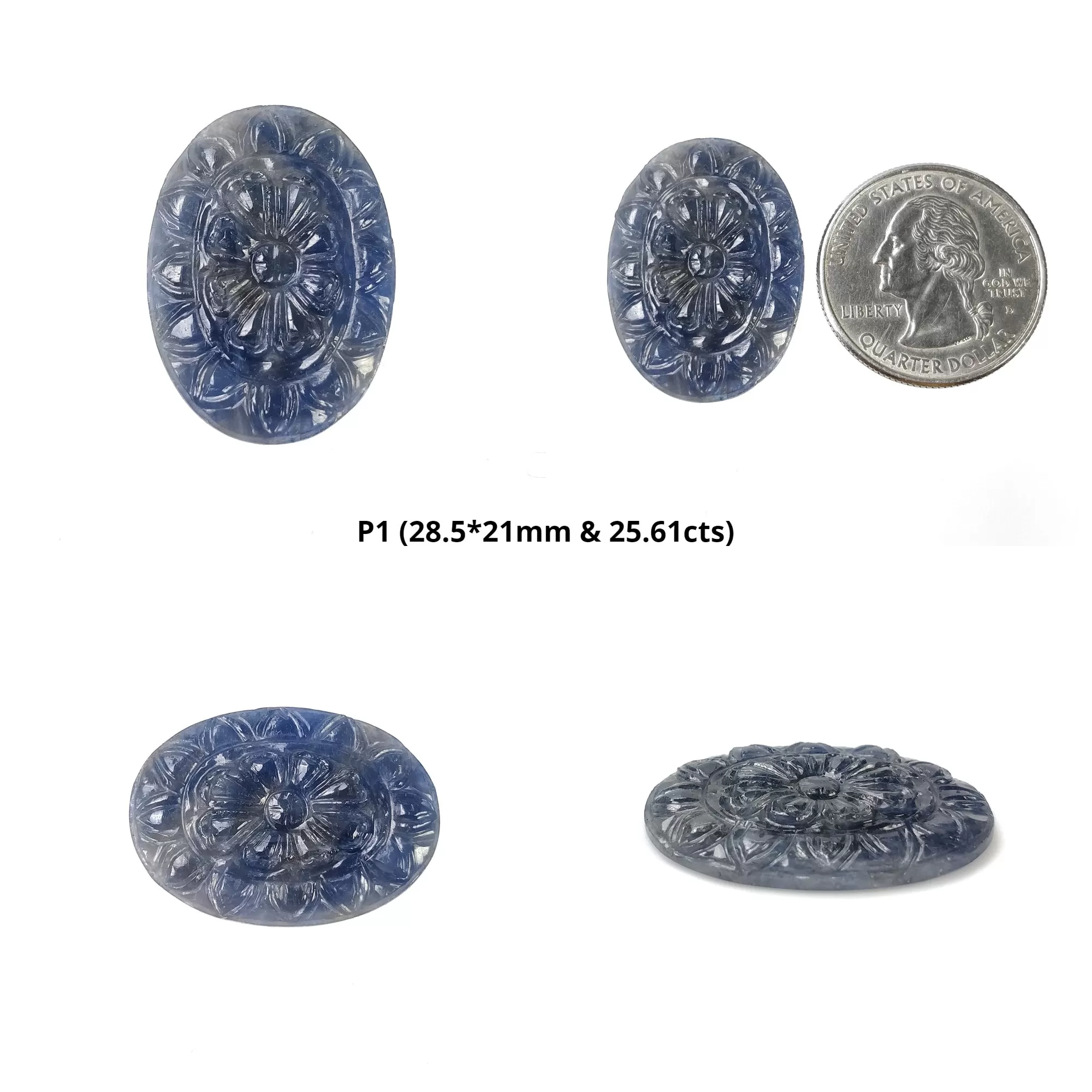 BLUE SAPPHIRE Gemstone Carving : Natural Untreated Sapphire Hand Carved Oval Shapes (With Video)