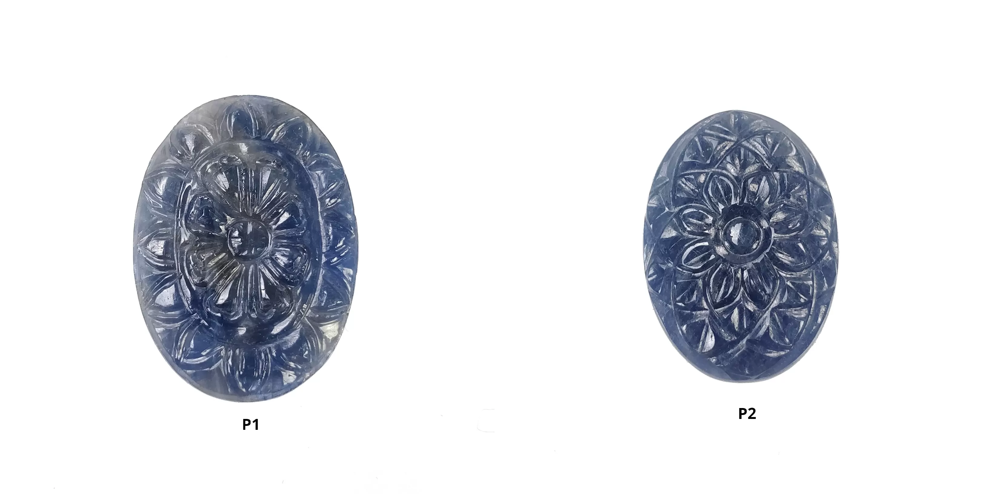 BLUE SAPPHIRE Gemstone Carving : Natural Untreated Sapphire Hand Carved Oval Shapes (With Video)