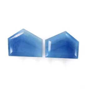 BLUE SAPPHIRE Gemstone Normal Cut : 20.00cts Natural Untreated Unheated Sapphire Uneven Shape 15*12mm Pair (With Video)