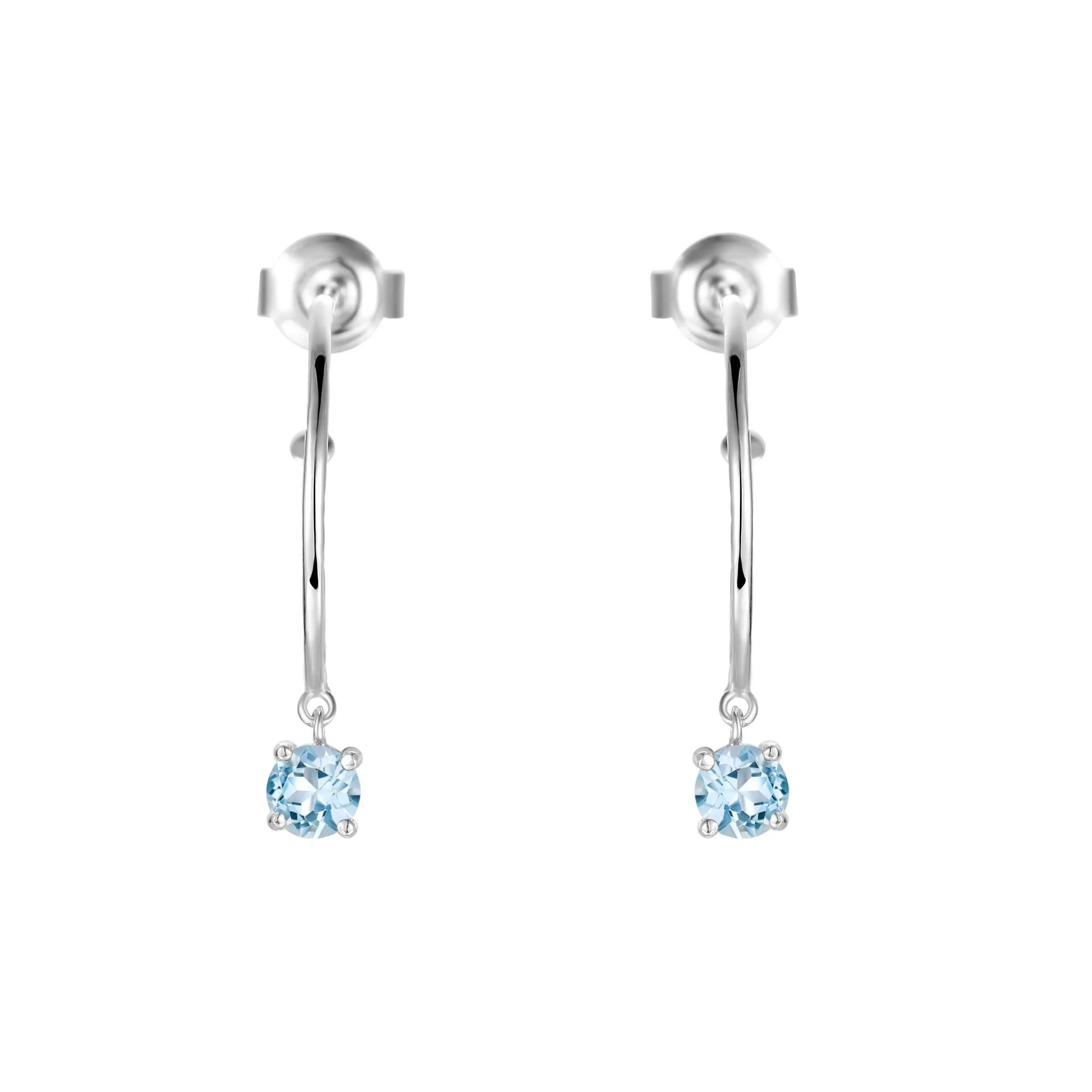 Blue Topaz Open Hoop Earrings