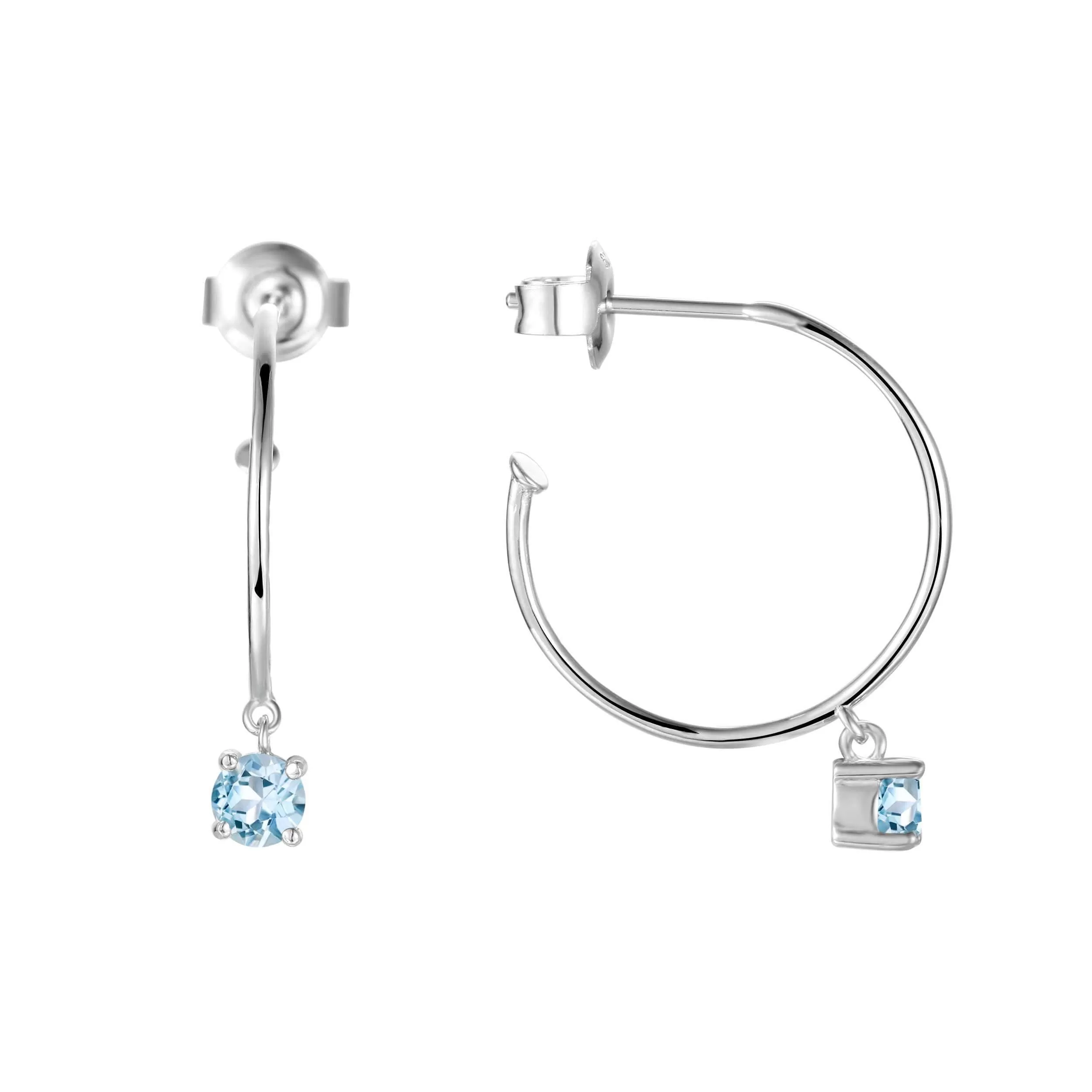 Blue Topaz Open Hoop Earrings