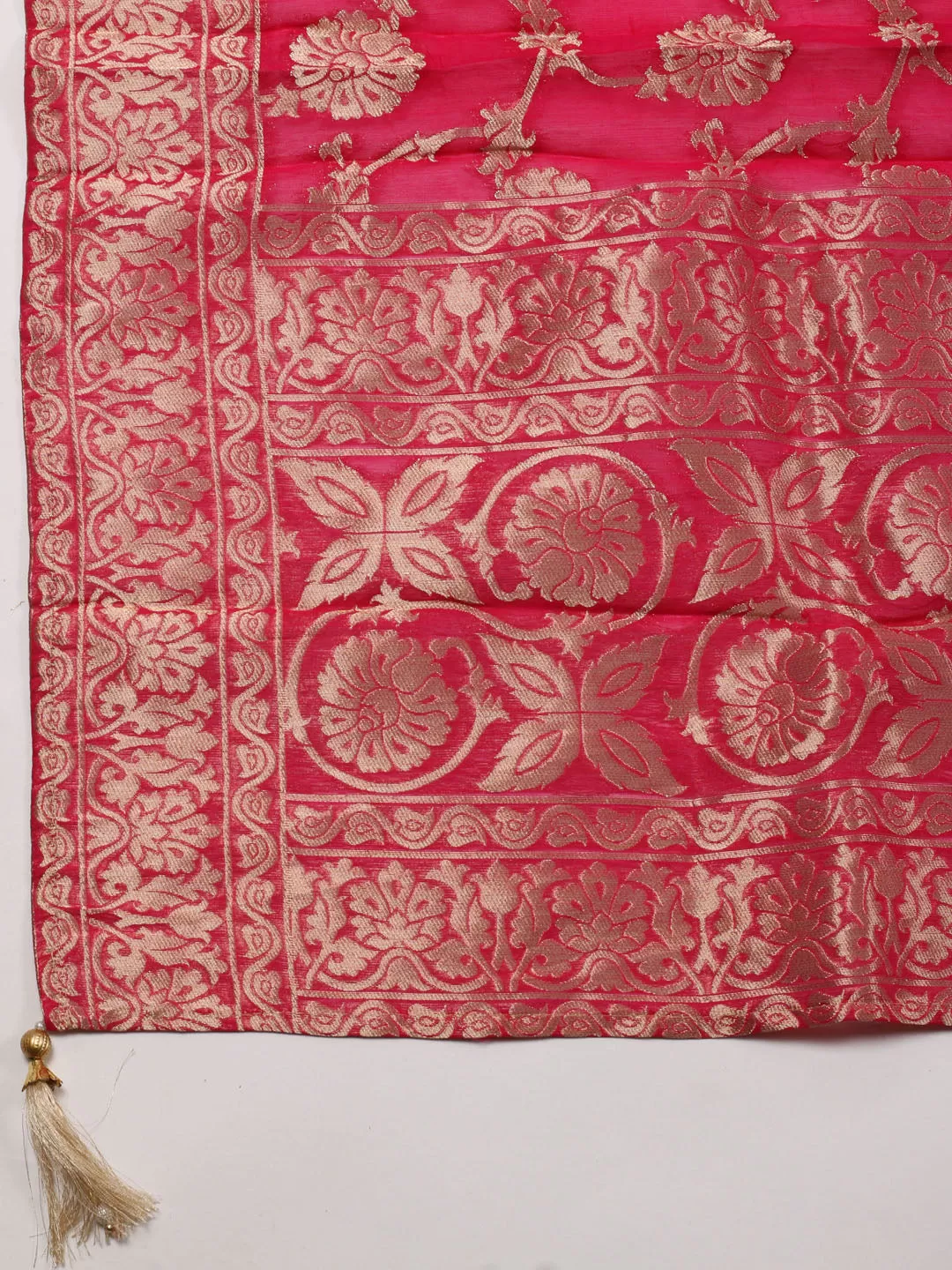 Booti Woven Chanderi Unstitched Suit Dupatta