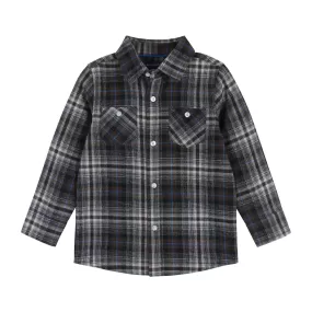 Brown & Blue Plaid Flannel Buttondown Shirt  | Brown