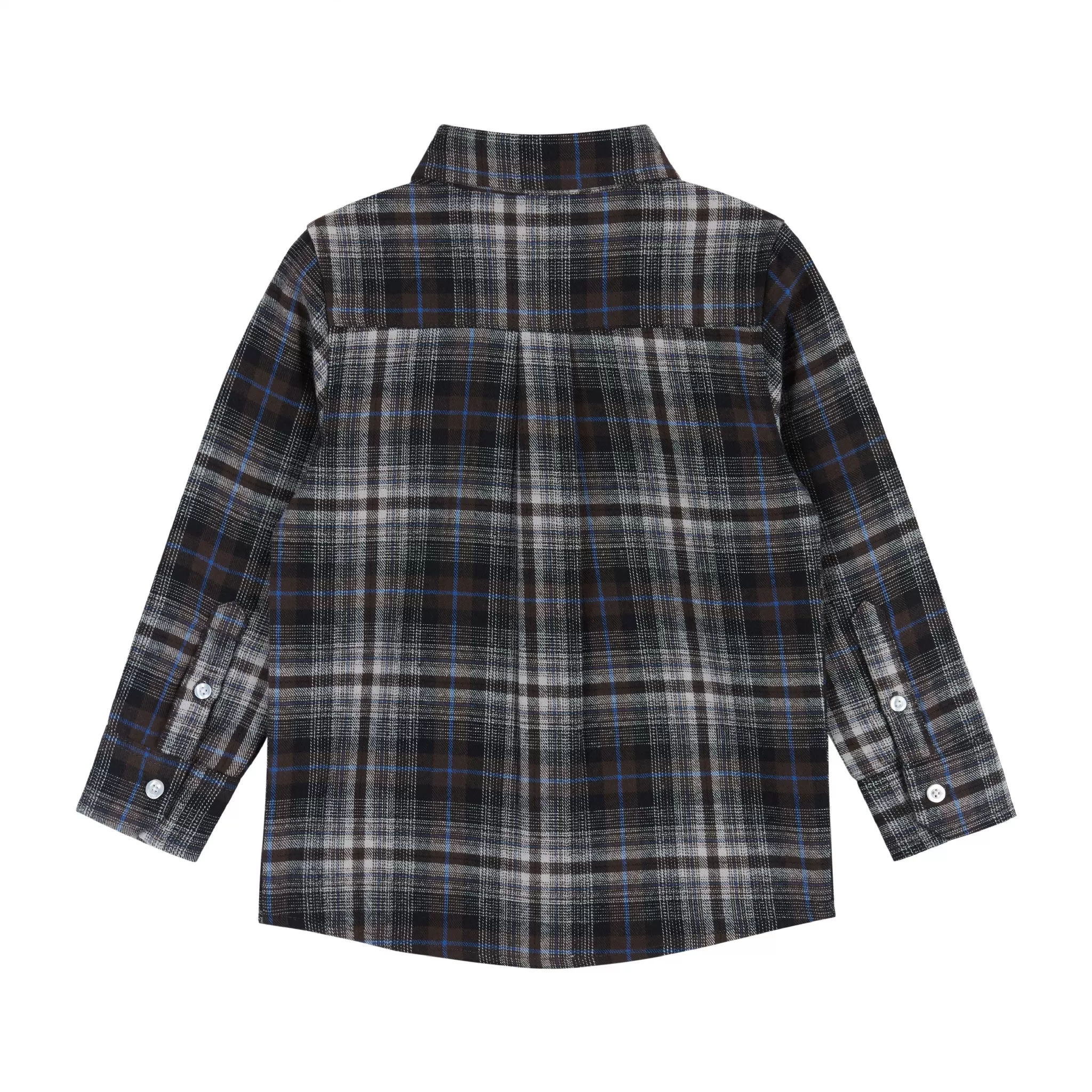 Brown & Blue Plaid Flannel Buttondown Shirt  | Brown