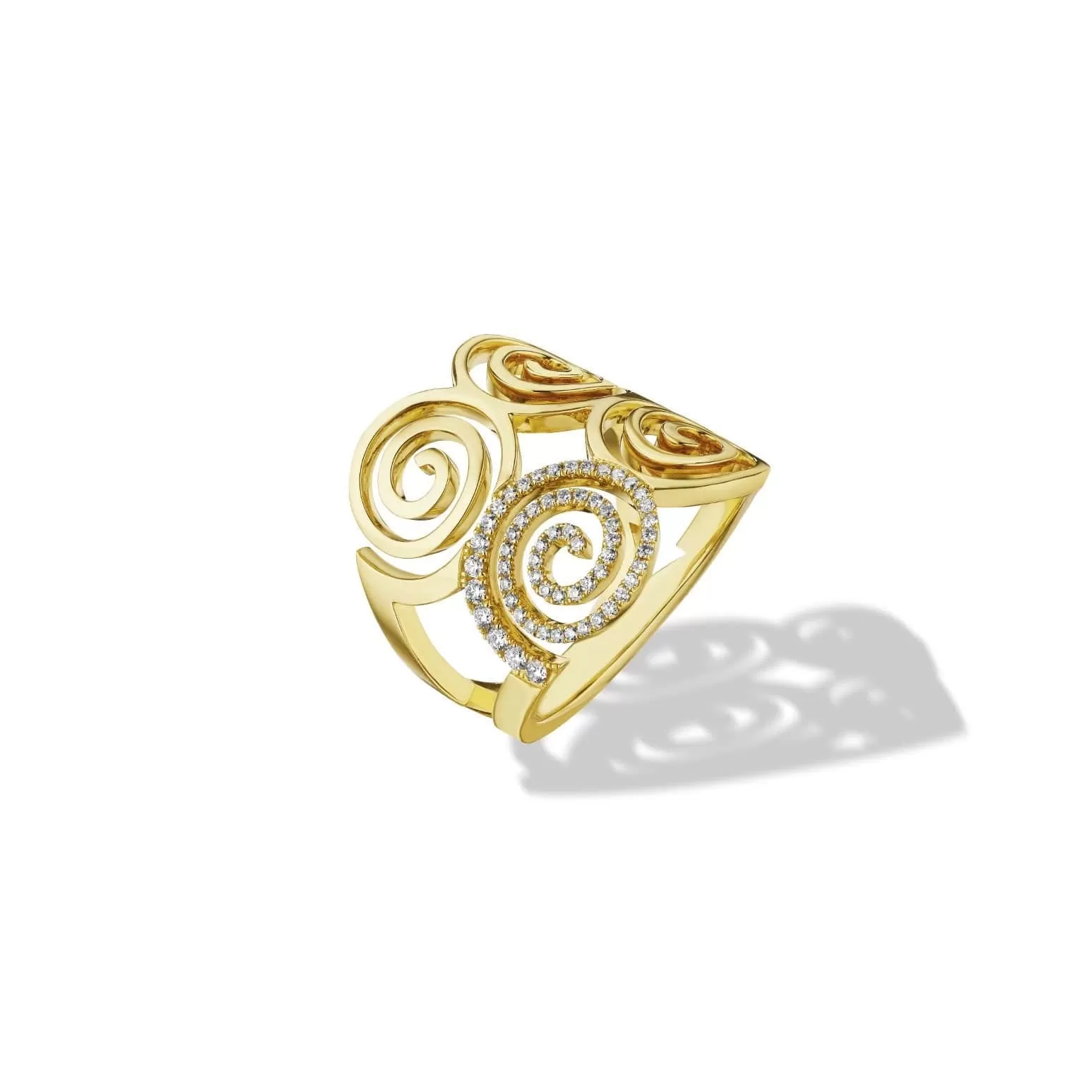 Cadar 18K Yellow Gold Pave Diamond Essence Statement Ring