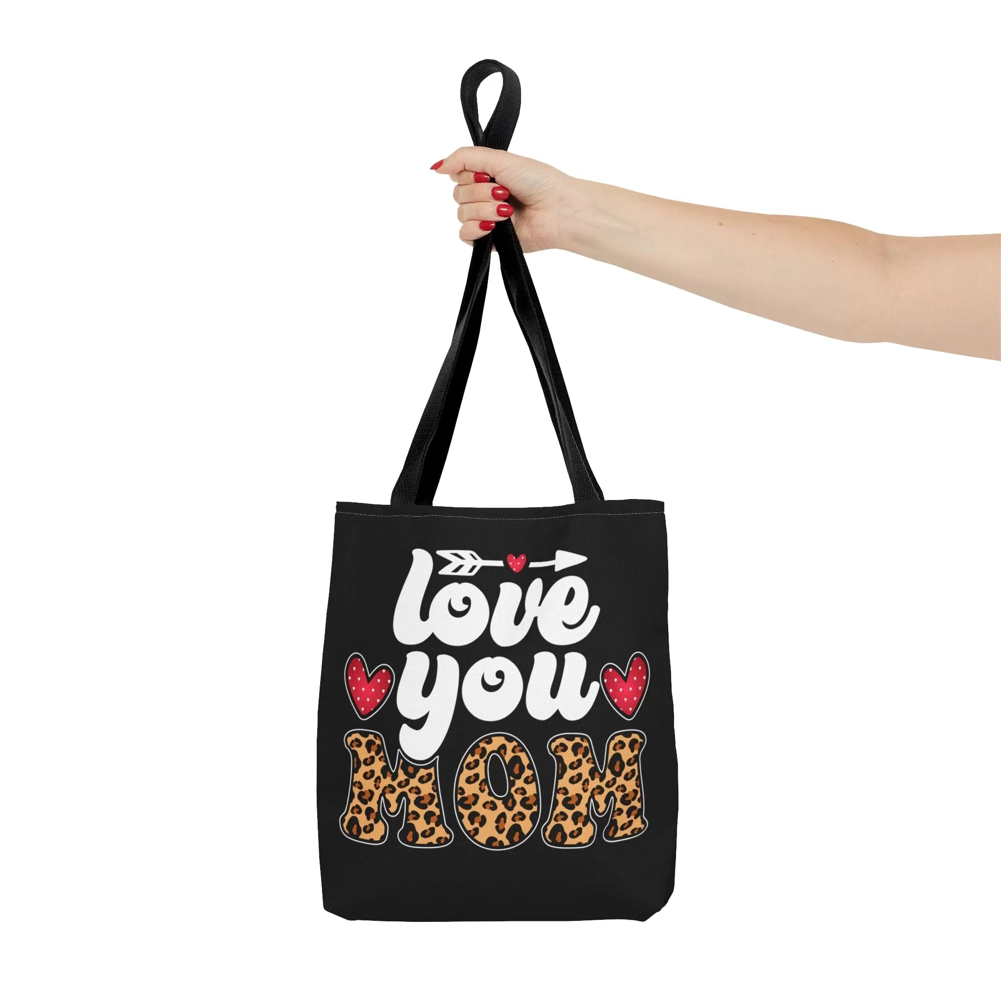 Canvas Tote Bag Love You Mom Leopard Print