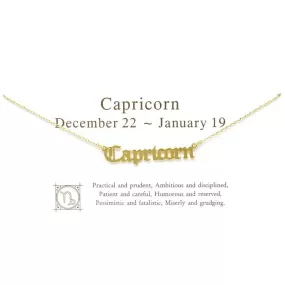 CAPRICORN Zodiac Plate Short Chain Necklace