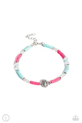 Carefree Coral Pink & Blue Anklet - Paparazzi Accessories