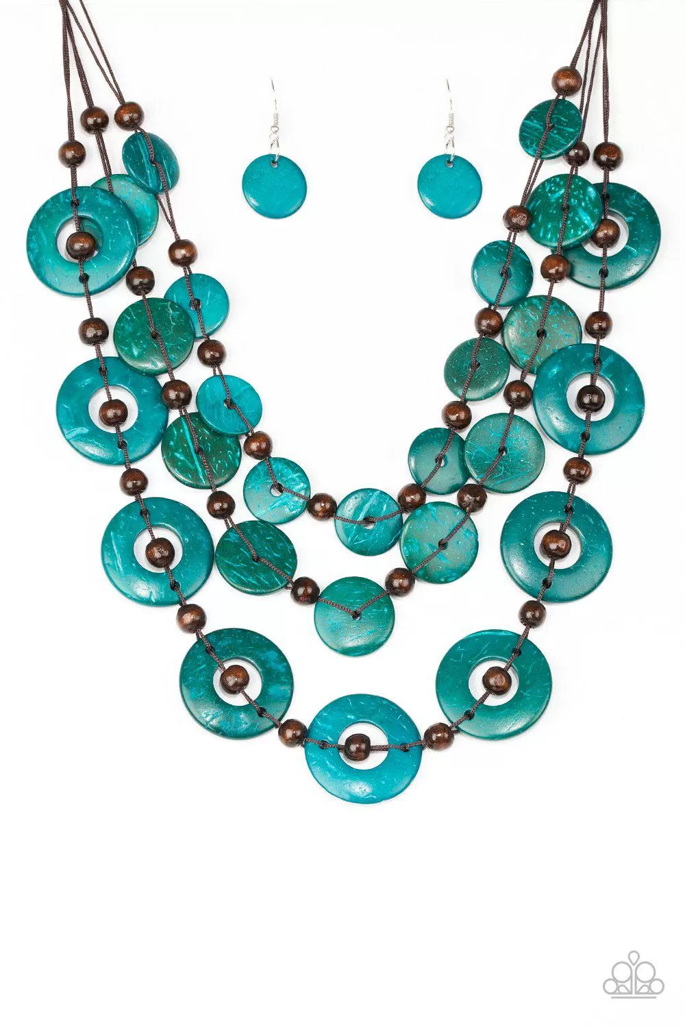 Catalina Coastin' Blue Wood Necklace - Paparazzi Accessories