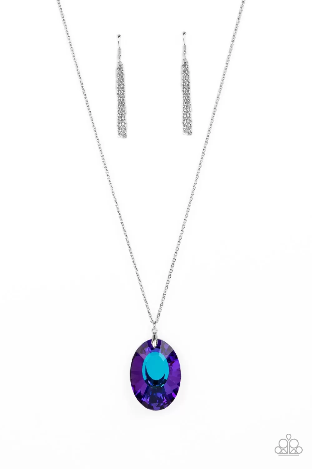 Celestial Essence Blue Iridescent Rhinestone Necklace - Paparazzi Accessories