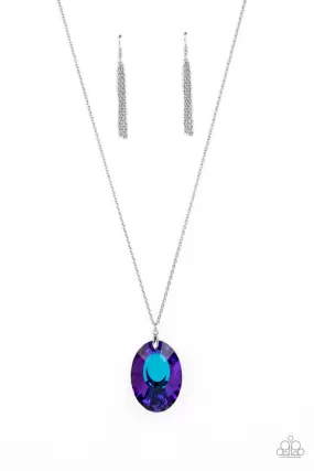 Celestial Essence Blue Iridescent Rhinestone Necklace - Paparazzi Accessories