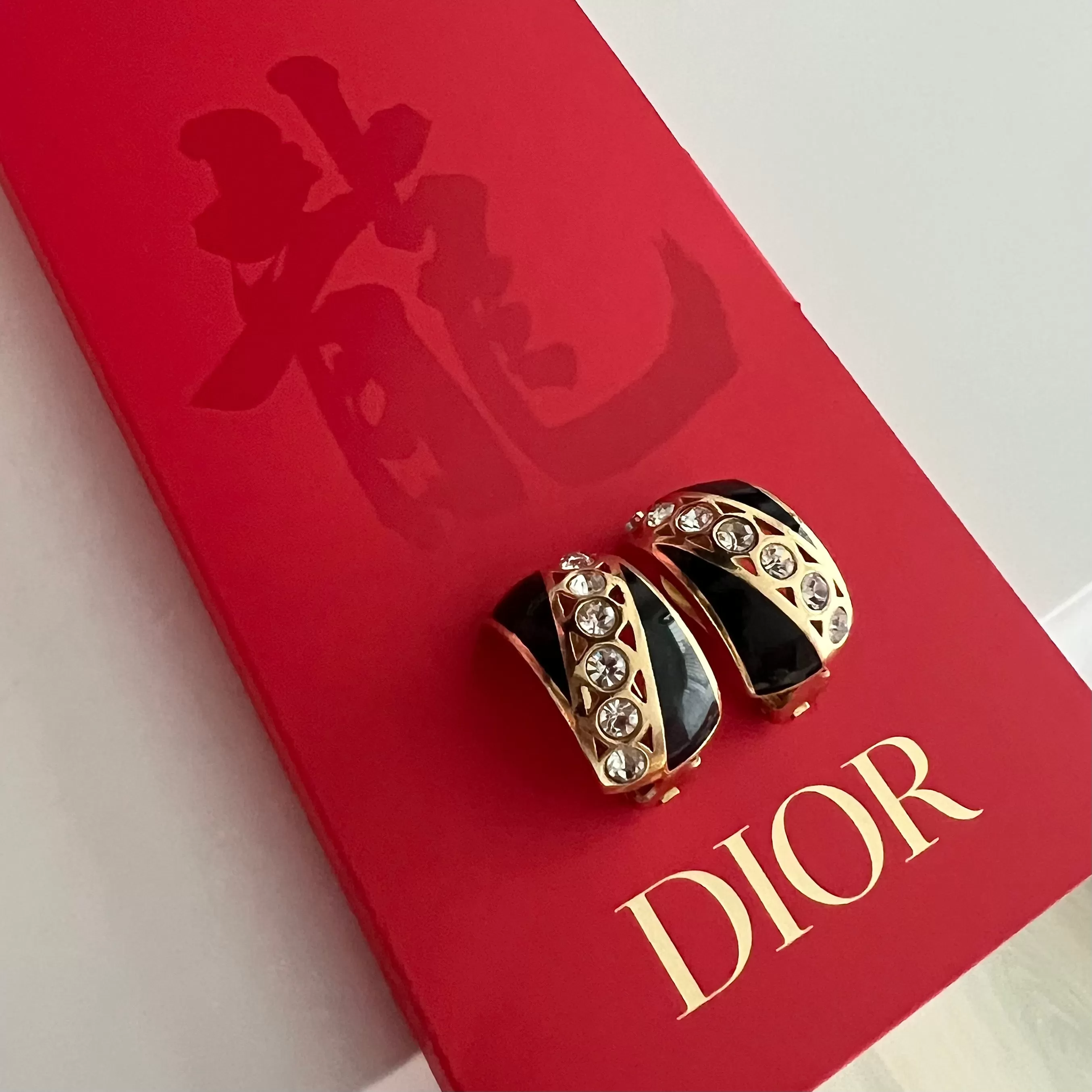 Christian Dior Art Deco Crystal clip on earrings