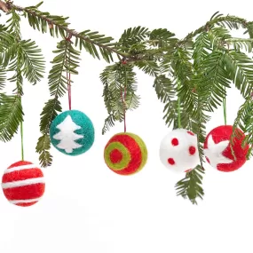 Christmas Balls Felt Ornaments Pack 5