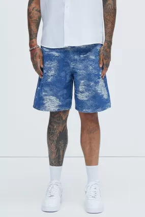 Cloud 9 Textured Relaxed Shorts - Light Blue