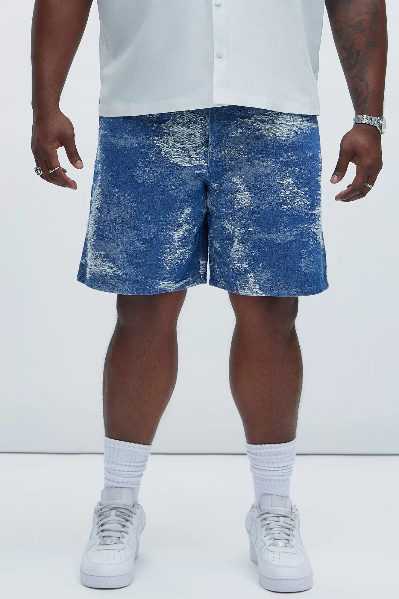 Cloud 9 Textured Relaxed Shorts - Light Blue