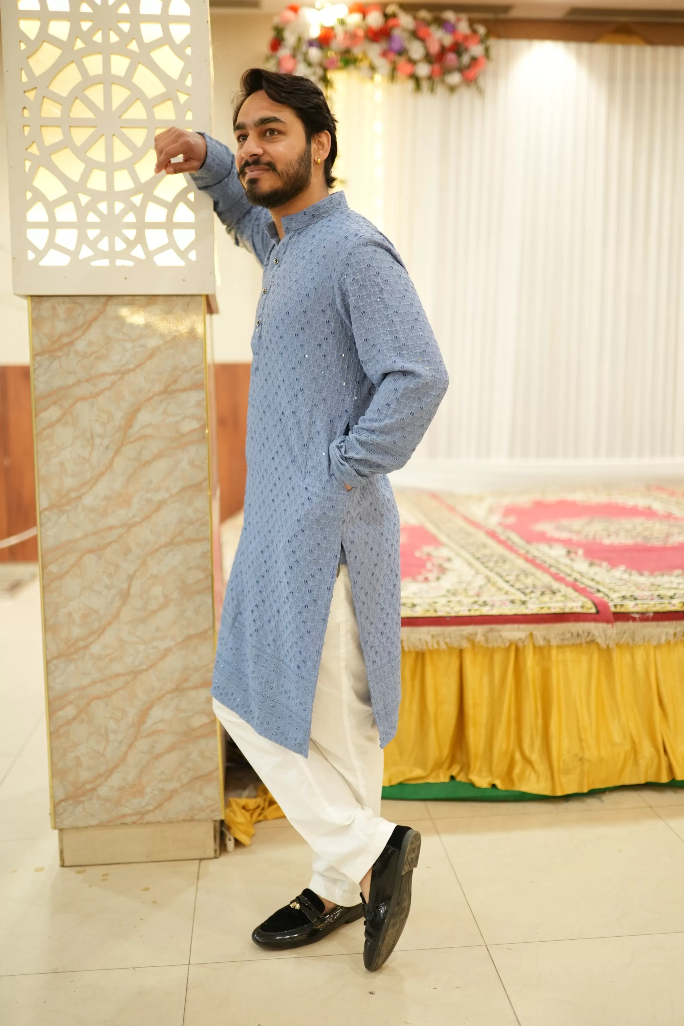 Cobalt Blue Sequined Kurta Pajama