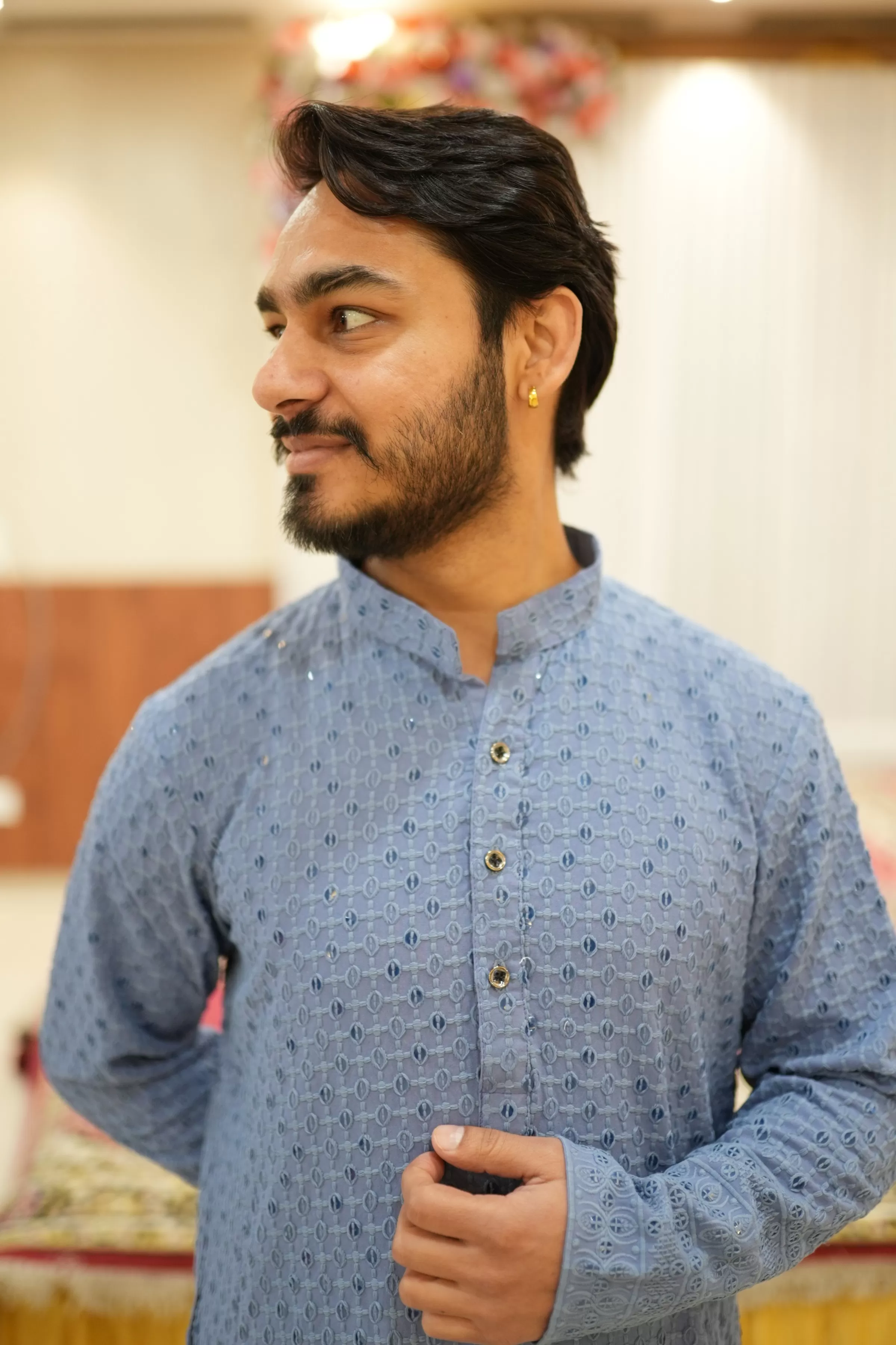 Cobalt Blue Sequined Kurta Pajama