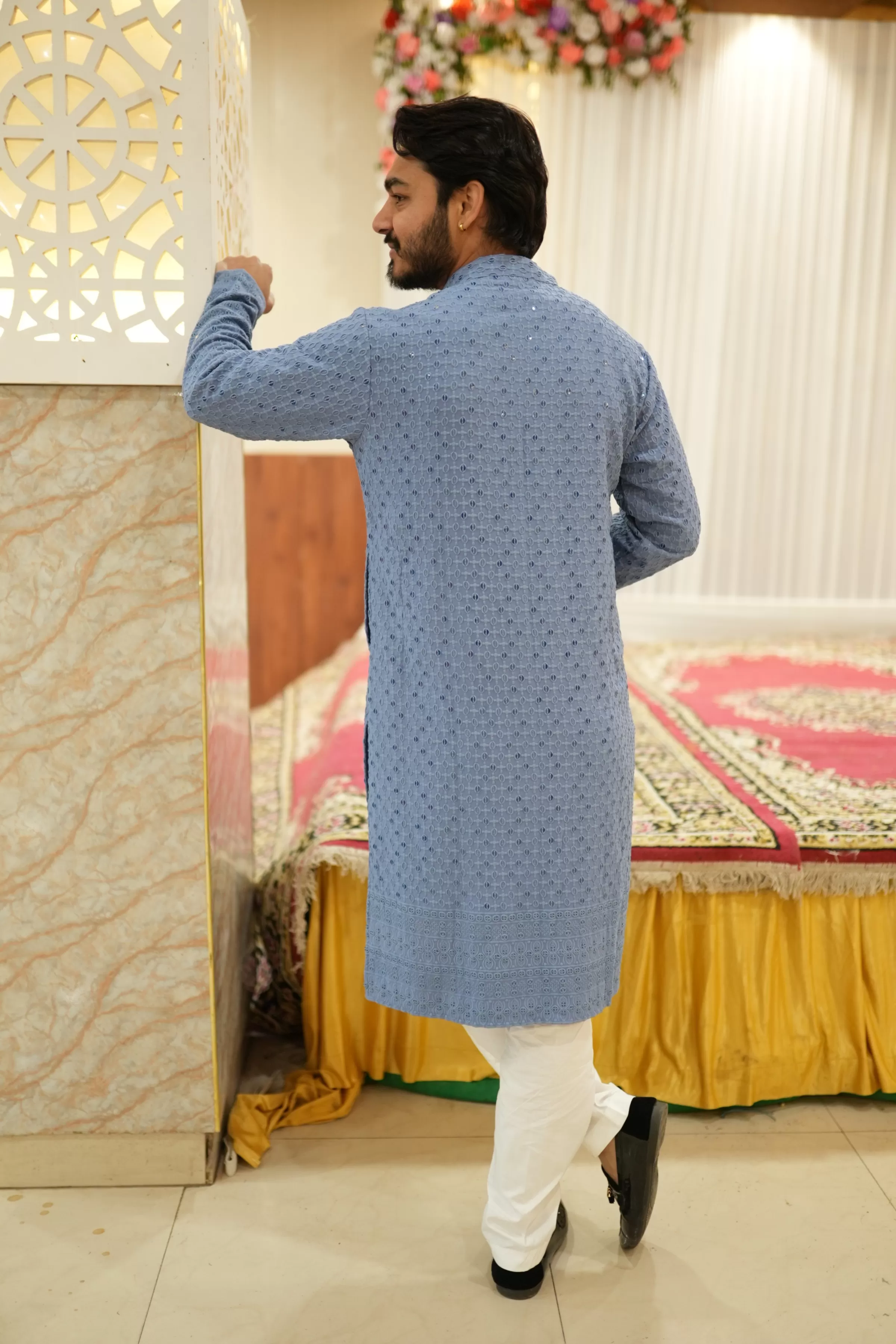 Cobalt Blue Sequined Kurta Pajama