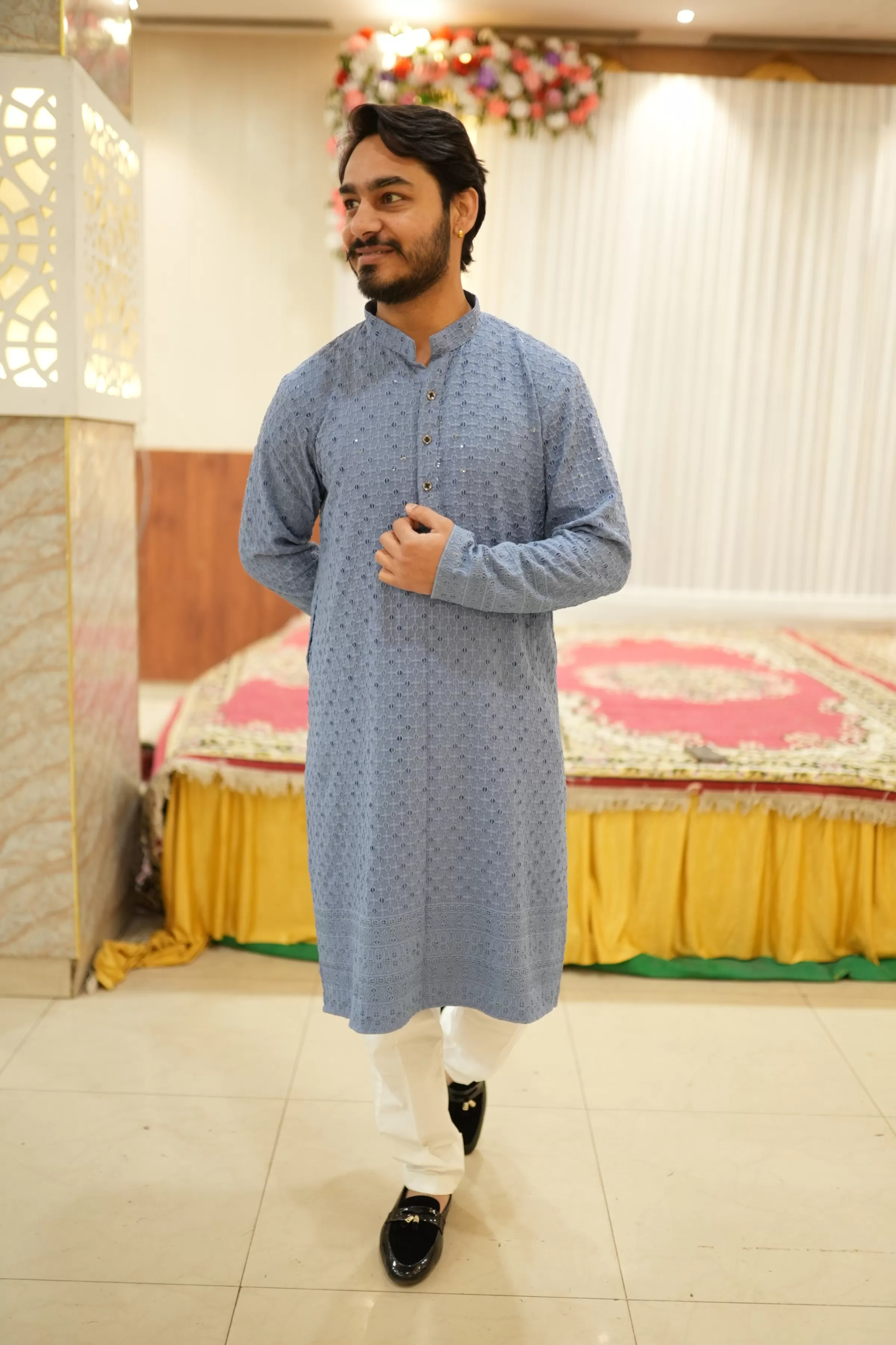 Cobalt Blue Sequined Kurta Pajama