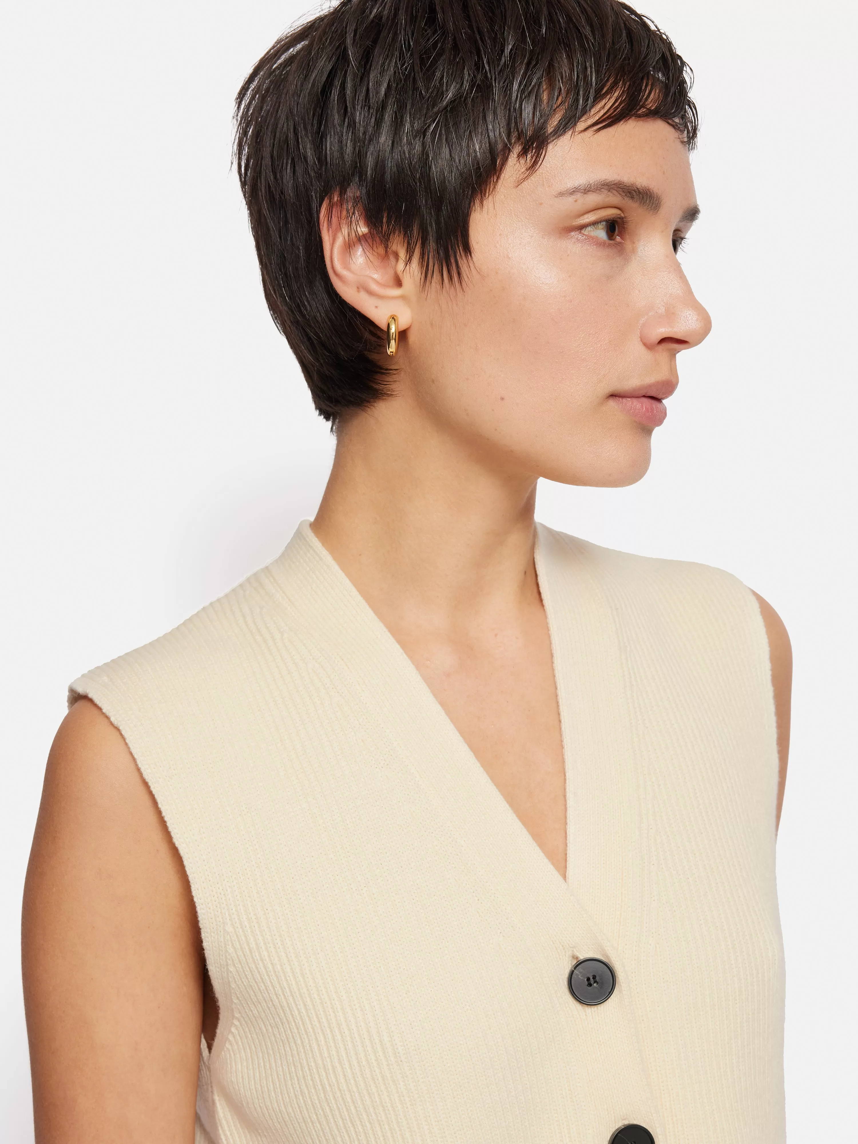 Cotton Blend Waistcoat | Ivory