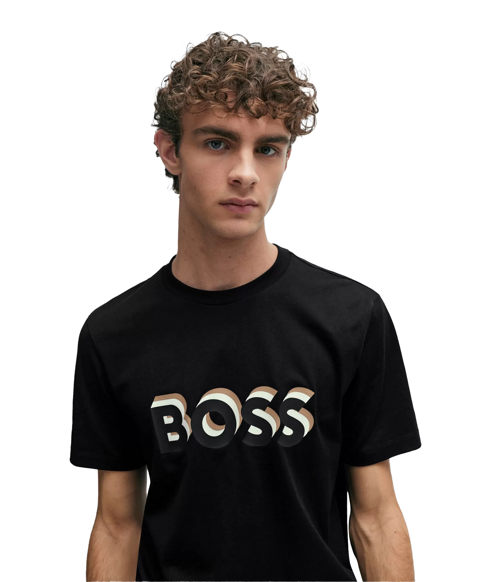 Cotton-jersey T-shirt With Logo in Signature Colours - Black