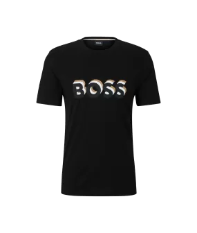 Cotton-jersey T-shirt With Logo in Signature Colours - Black