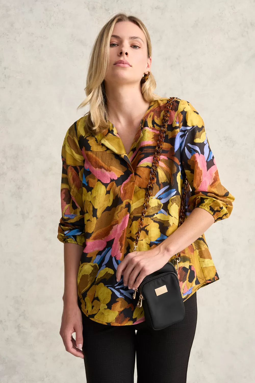 Cotton Silk Blouson Blouse