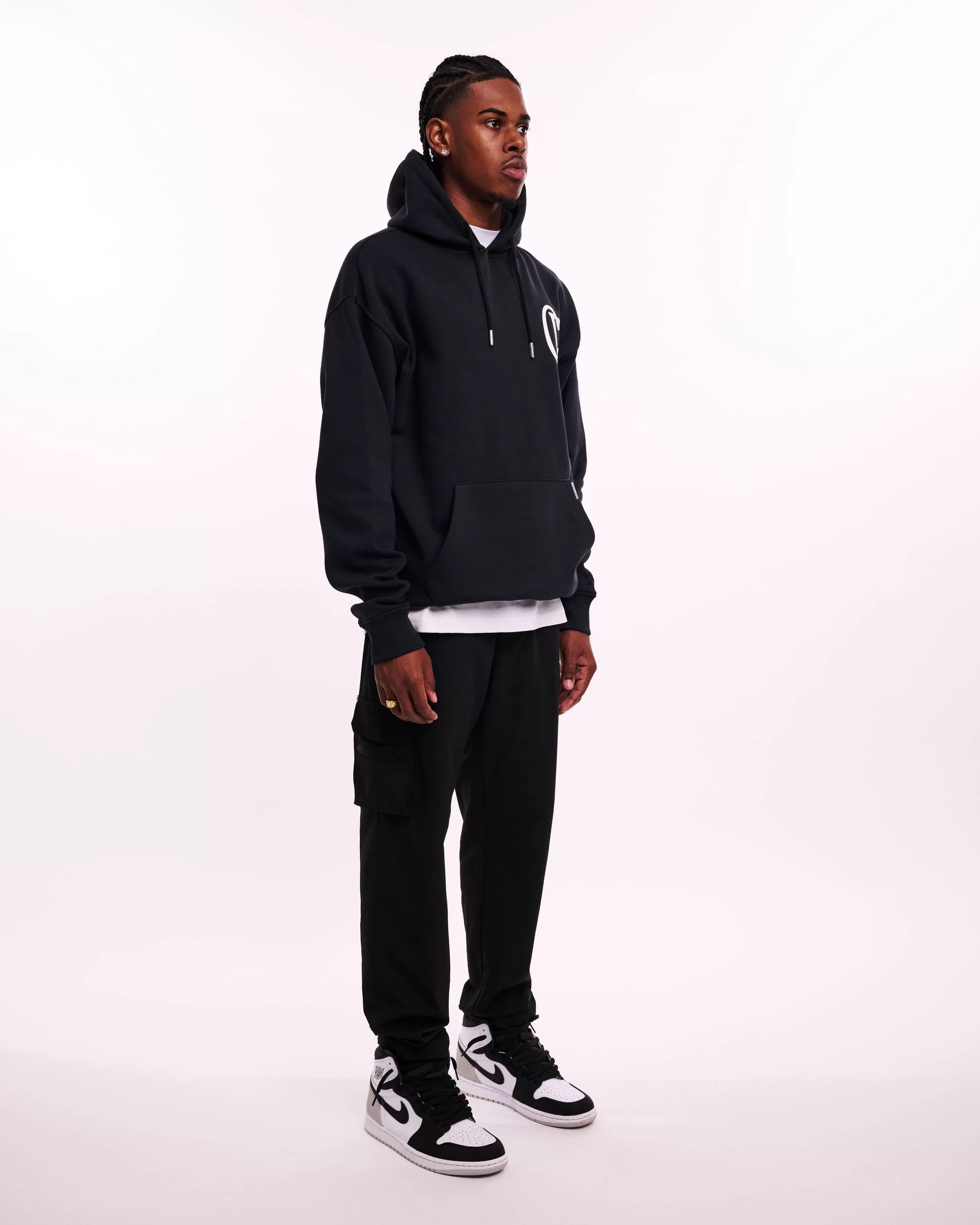 CROYEZ INITIAL HOODIE - BLACK/WHITE