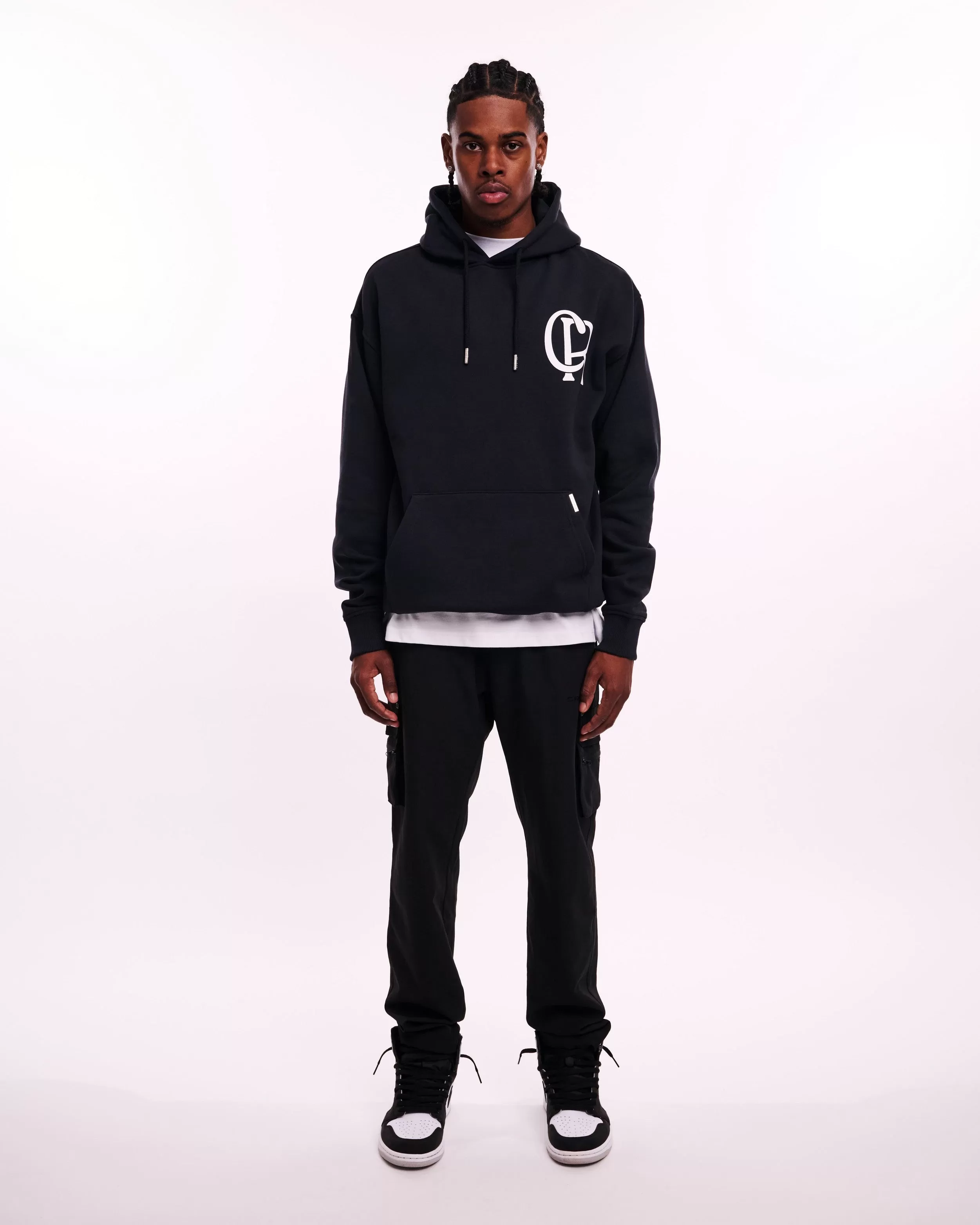 CROYEZ INITIAL HOODIE - BLACK/WHITE