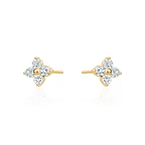 CRYSTAL CLOVER STUD EARRINGS