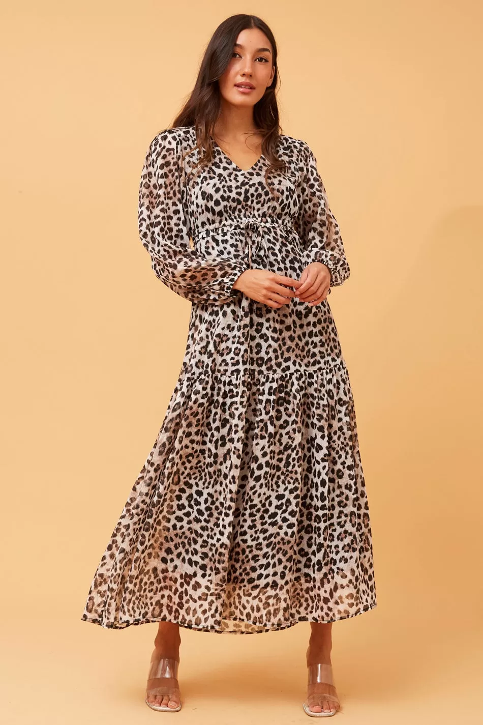 CRYSTELLE ANIMAL PRINT MAXI DRESS