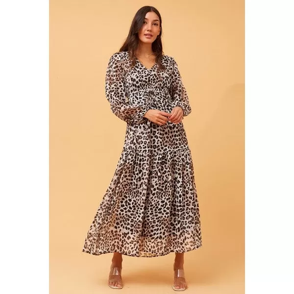 CRYSTELLE ANIMAL PRINT MAXI DRESS