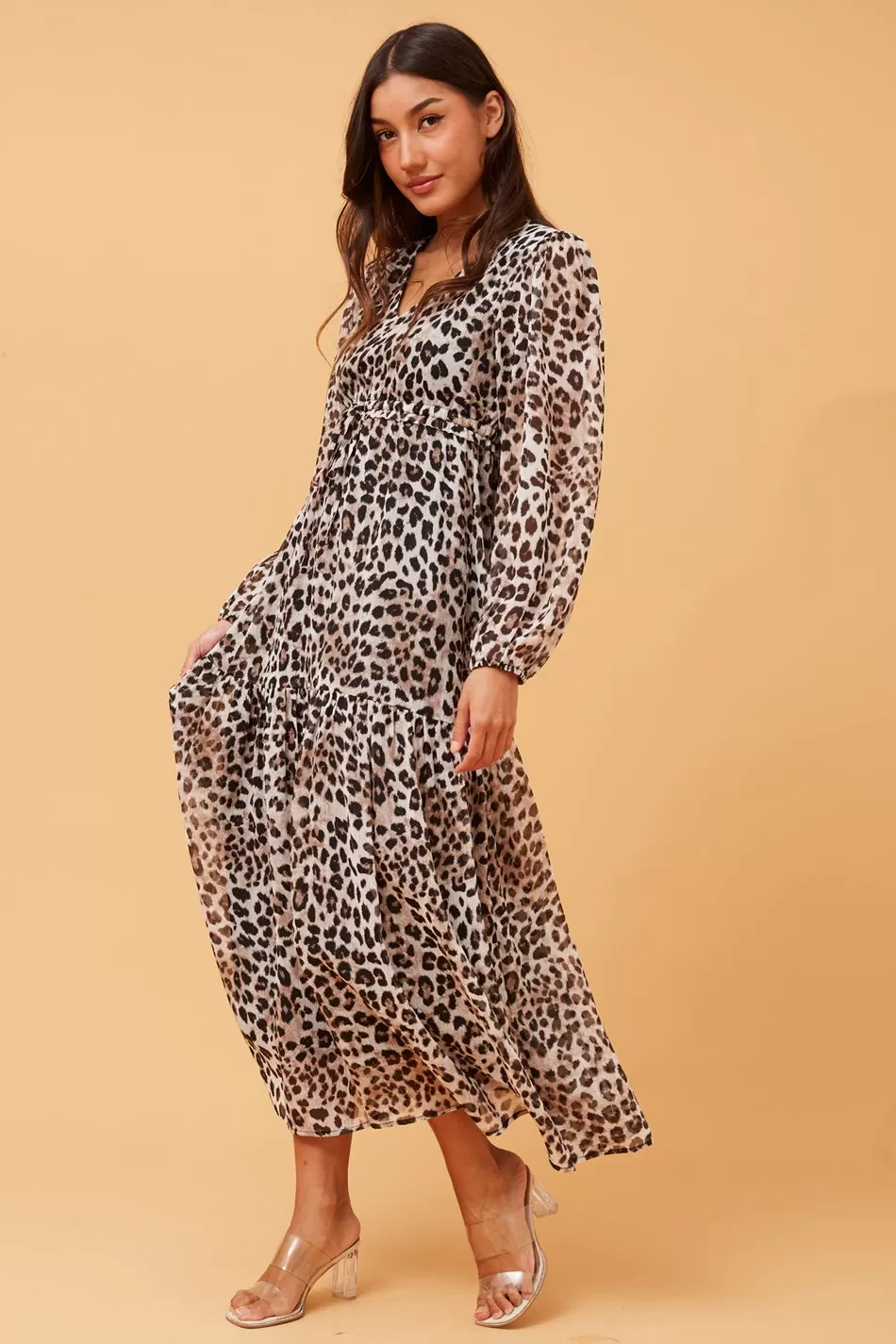 CRYSTELLE ANIMAL PRINT MAXI DRESS