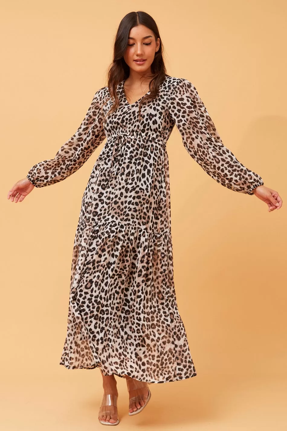 CRYSTELLE ANIMAL PRINT MAXI DRESS