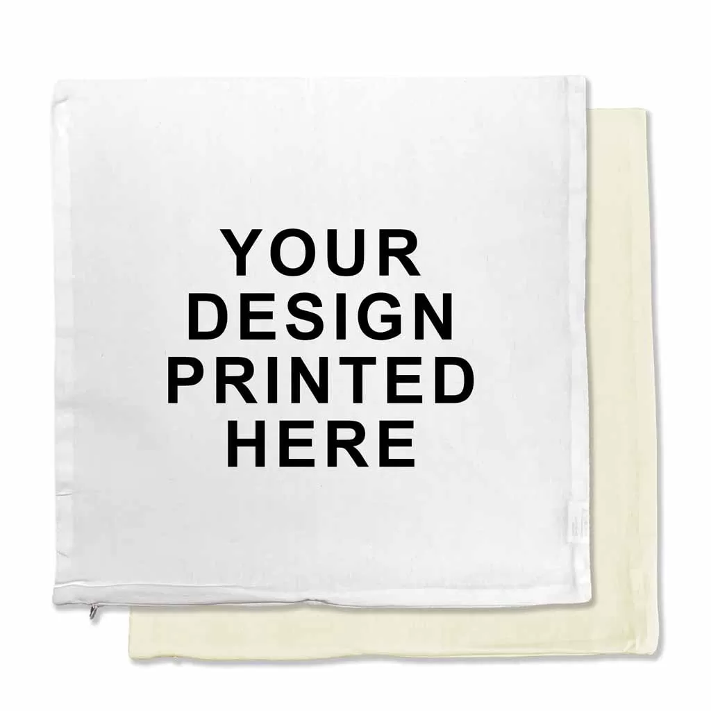 Custom Printed Pillow Cover in White or Natural